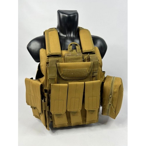 Тактический разгрузочный жилет «5 / пять карманов» с подсумками Tactical Molle Plate Carrier для съемных бронепластин в Подольске